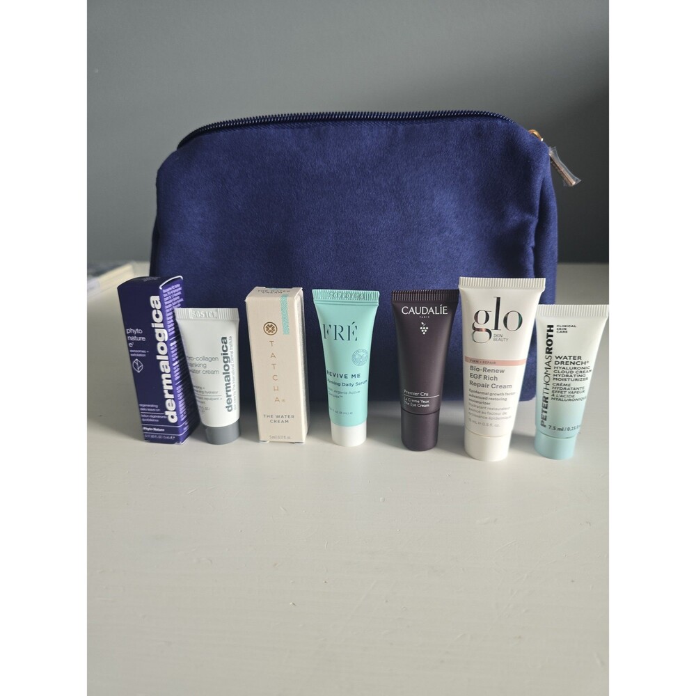 Prestige Skincare Discovery Bundle w/ Bag NEW Dermalogica Tatcha Caudalie Fre